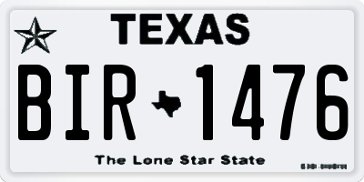 TX license plate BIR1476