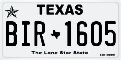 TX license plate BIR1605