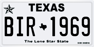 TX license plate BIR1969