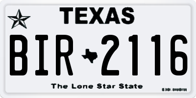 TX license plate BIR2116