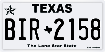 TX license plate BIR2158