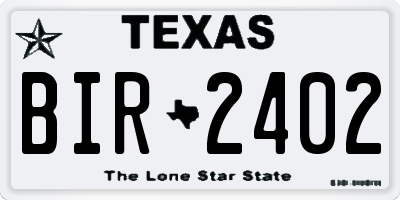 TX license plate BIR2402