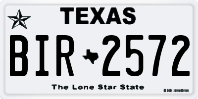 TX license plate BIR2572