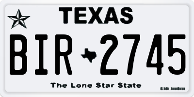 TX license plate BIR2745