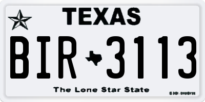 TX license plate BIR3113