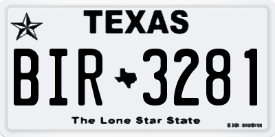 TX license plate BIR3281