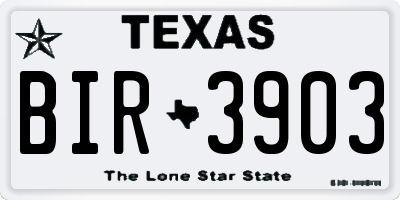 TX license plate BIR3903