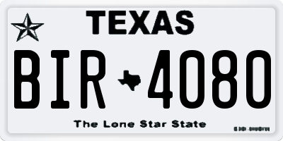 TX license plate BIR4080