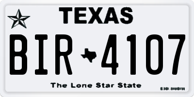 TX license plate BIR4107