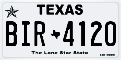 TX license plate BIR4120