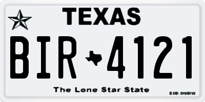 TX license plate BIR4121