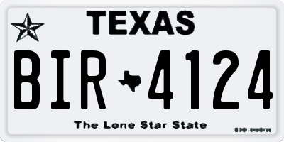 TX license plate BIR4124