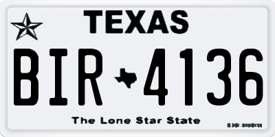 TX license plate BIR4136
