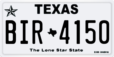 TX license plate BIR4150