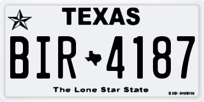 TX license plate BIR4187