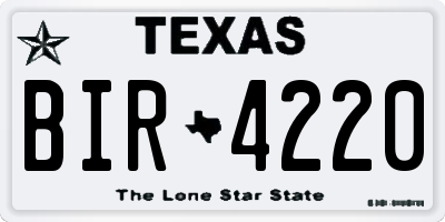TX license plate BIR4220