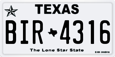 TX license plate BIR4316