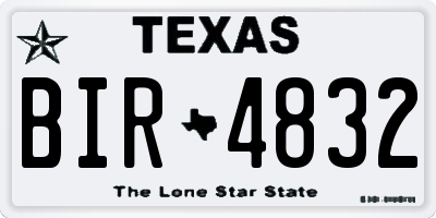 TX license plate BIR4832