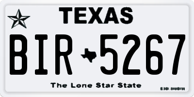 TX license plate BIR5267