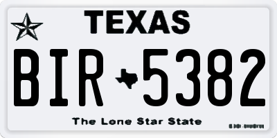 TX license plate BIR5382