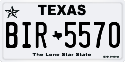 TX license plate BIR5570