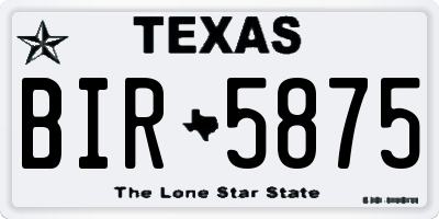 TX license plate BIR5875