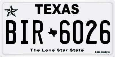 TX license plate BIR6026