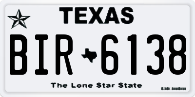 TX license plate BIR6138