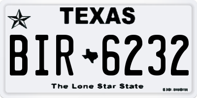 TX license plate BIR6232