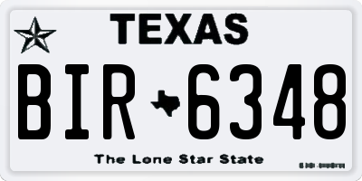 TX license plate BIR6348