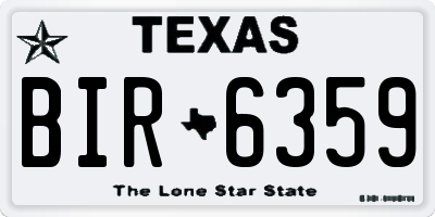 TX license plate BIR6359