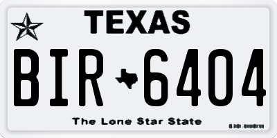 TX license plate BIR6404