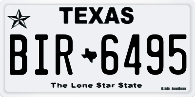 TX license plate BIR6495