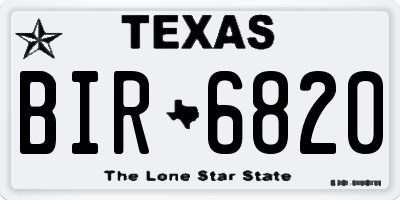 TX license plate BIR6820