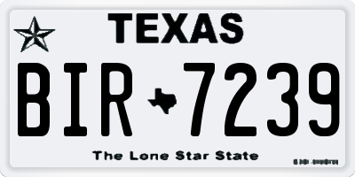 TX license plate BIR7239