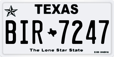 TX license plate BIR7247