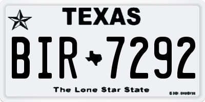 TX license plate BIR7292