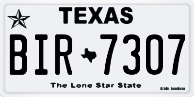 TX license plate BIR7307