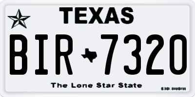 TX license plate BIR7320