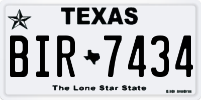 TX license plate BIR7434
