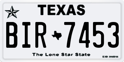 TX license plate BIR7453