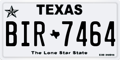 TX license plate BIR7464