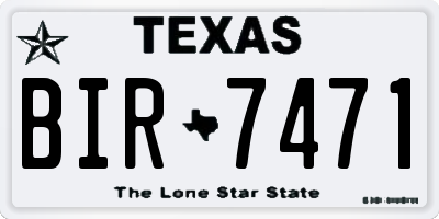 TX license plate BIR7471