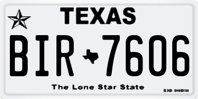 TX license plate BIR7606