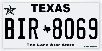 TX license plate BIR8069