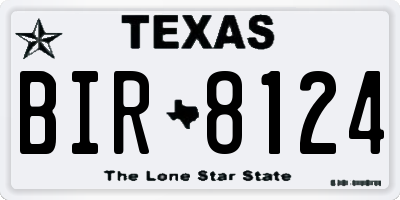TX license plate BIR8124
