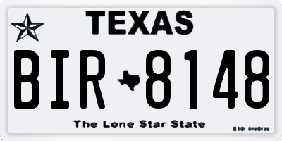 TX license plate BIR8148