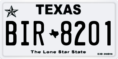 TX license plate BIR8201