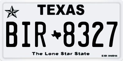 TX license plate BIR8327