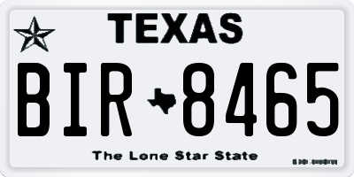 TX license plate BIR8465